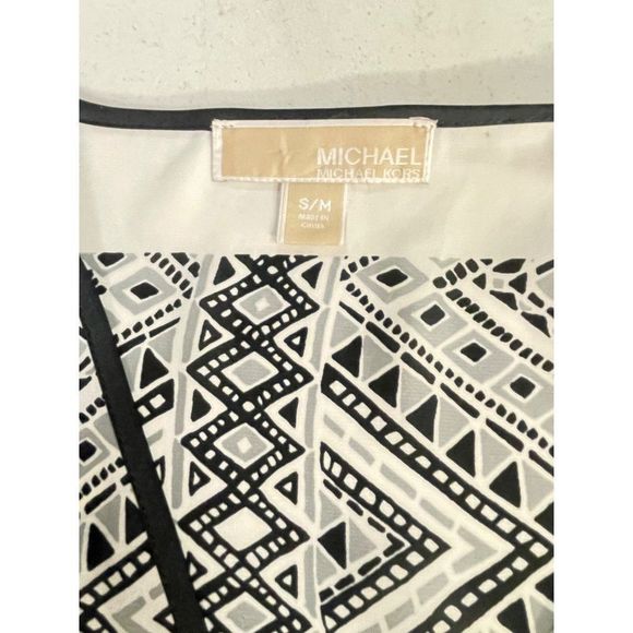 MICHAEL KORS Black White Kimono Sleeve Handkerchief Blouse Tunic S/M - Picture 4 of 5